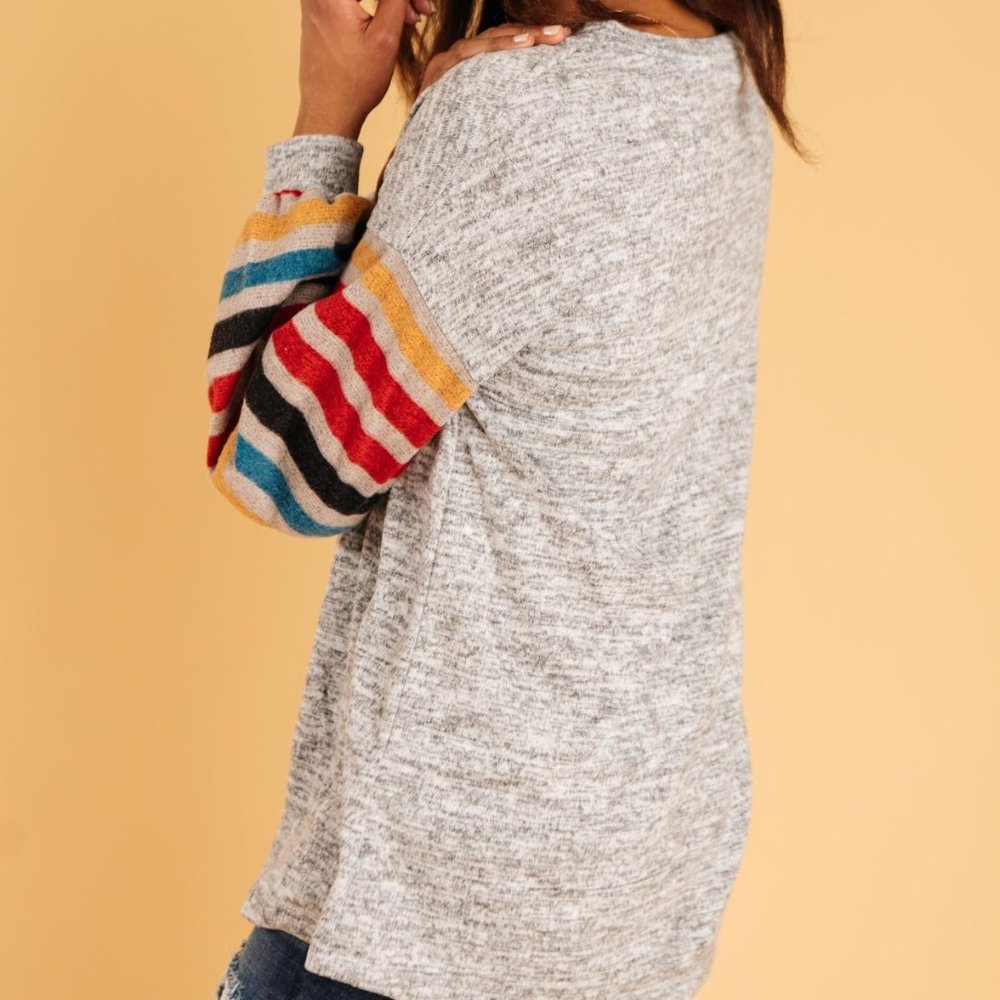 Party Up Your Sleeves Rainbow Stripes Top - Picture 3 of 8